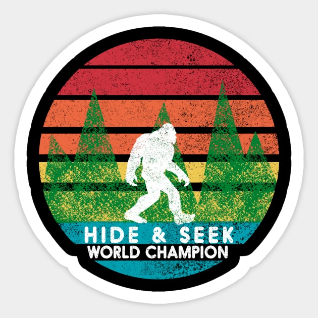 Vintage Retro Hide and Seek Champion Camping Bigfoot Tshirt Sticker by CMDesign